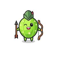 cactus cartoon as medieval archer mascot vector