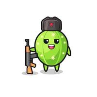 cute cactus cartoon as Russian army vector