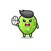 cactus character doing stop gesture vector