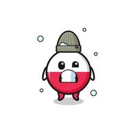 cute cartoon poland flag with shivering expression vector