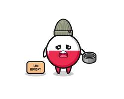 cute poland flag beggar cartoon character vector