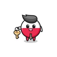 cute poland flag as a real estate agent mascot vector