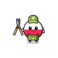 cute poland flag as gardener mascot vector