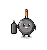 the cute frying pan as a graffiti bomber vector