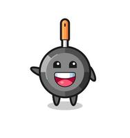 happy frying pan cute mascot character vector