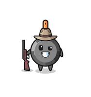 frying pan hunter mascot holding a gun vector