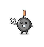 frying pan mascot pointing top left vector