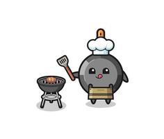 frying pan barbeque chef with a grill vector