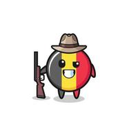 belgium flag hunter mascot holding a gun vector
