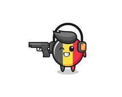 Ilustración de dibujos animados de la bandera de Bélgica haciendo campo de tiro vector