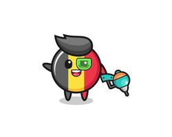 belgium flag cartoon as future warrior mascot vector