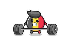 cartoon of belgium flag lifting a barbell vector