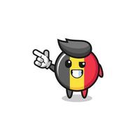 belgium flag mascot pointing top left vector