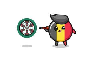 cute belgium flag is playing dart vector