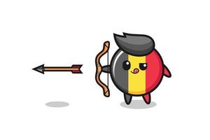 Ilustración del personaje de la bandera de Bélgica haciendo tiro con arco vector