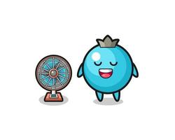 cute blueberry is standing in front of the fan vector