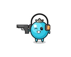 illustration of blueberry cartoon doing shooting range vector