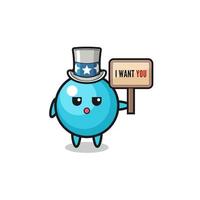 blueberry cartoon as uncle Sam holding the banner I want you vector