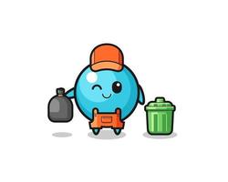 the mascot of cute blueberry as garbage collector vector