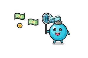 illustration of the blueberry catching flying money vector