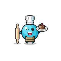 blueberry as pastry chef mascot hold rolling pin vector