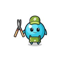 cute blueberry as gardener mascot vector