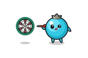 cute blueberry is playing dart vector