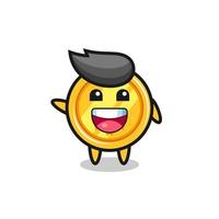happy medal cute mascot character vector