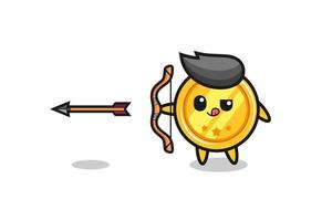 illustration of medal character doing archery vector
