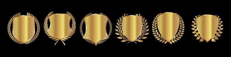 Golden laurel wreath set, best hotel symbol. vector