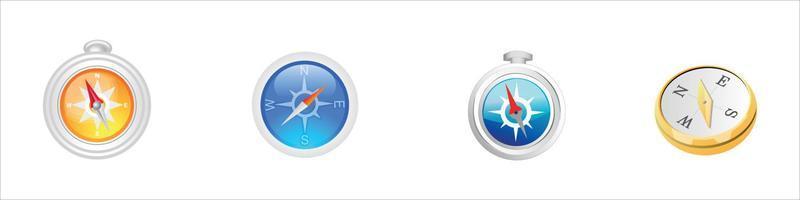 brújula de navegación con un conjunto de esferas de esfera adicionales vector
