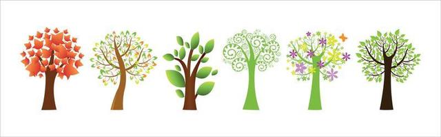 Collection Realistic Trees Isolated on White Background vector