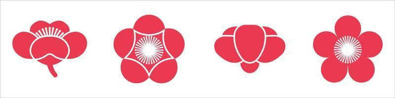 Plum blossom icon set vector