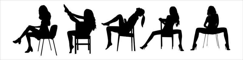 sitting girl silhouettes vector