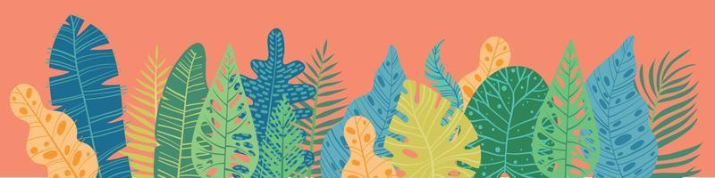 summer tropical leaf banner, illustration for design wedding invitations, greeting cards, postcards. vector