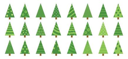 Different Christmas tree set, vector illustration. Can be used for greeting card, invitation, banner, web design.