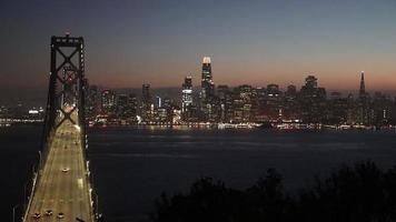 Night view of San Francisco, Baybridge and downtown