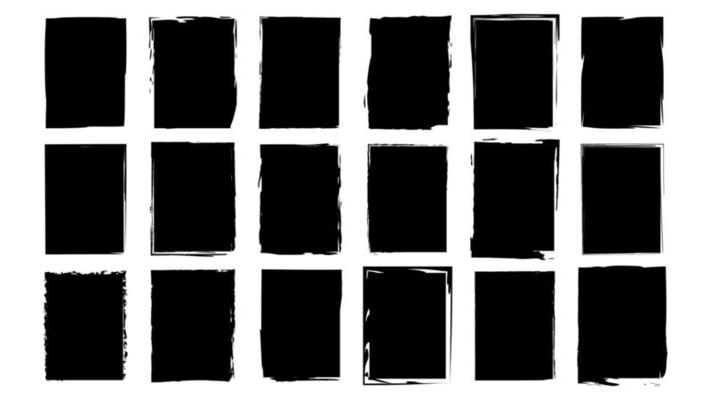 Dirty frames grunge. Ink brush strokes. distress textures of a square