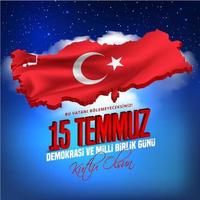 vector illustration. Turkish holiday . Translation from Turkish, The Democracy and National Unity Day of Turkey, veterans and martyrs of 15 July. With a holiday