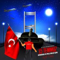 vector illustration. Turkish holiday . Translation from Turkish, The Democracy and National Unity Day of Turkey, veterans and martyrs of 15 July. With a holiday