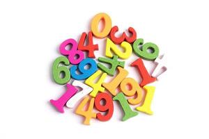 Math number colorful on white background, education study mathematics learning teach concept. photo