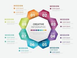 círculo infográfico diseño de línea delgada y 8 opciones o pasos. vector