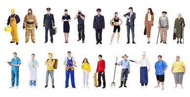 Set of 21 pcs people of different professions on a white background - Vector