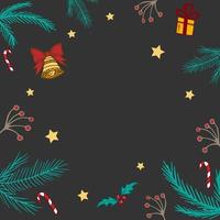 Dark Christmas background, Christmas tree with decorations, toys and gifts, white background under the text - Vector