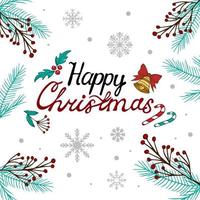 Merry Christmas calligraphy lettering isolated on white web background with holiday elements - Vector