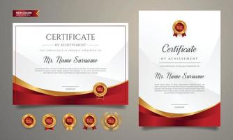 Red certificate of achievement template vector