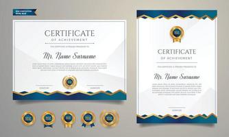 Certificate of award template with badges vector