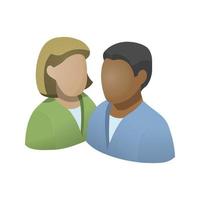 Black man and white woman icon isolated on white background vector