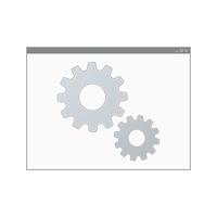 Mockup of computer program window with gears isolated on white background vector