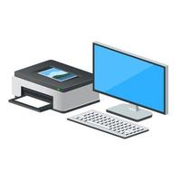 Volumetric personal computer or system unit with monitor and keyboard vector
